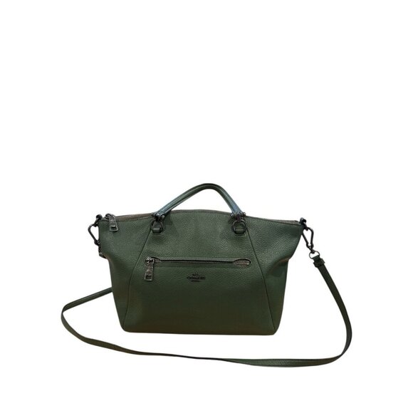 Coach Prairie Leather Satchel Crossbody Olive Green Silver Hardware Good Con - Picture 1 of 10